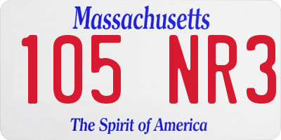 MA license plate 105NR3