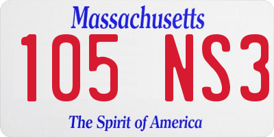 MA license plate 105NS3