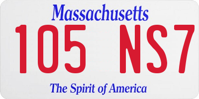 MA license plate 105NS7