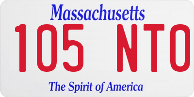 MA license plate 105NT0