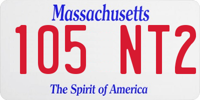 MA license plate 105NT2