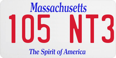 MA license plate 105NT3