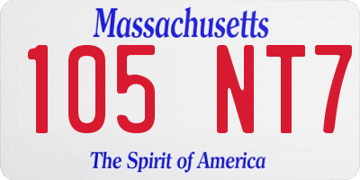 MA license plate 105NT7