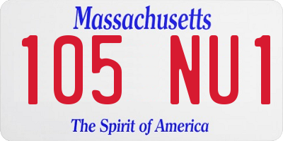 MA license plate 105NU1