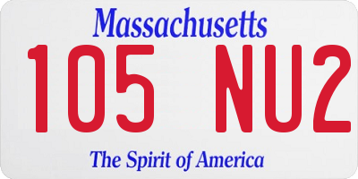 MA license plate 105NU2