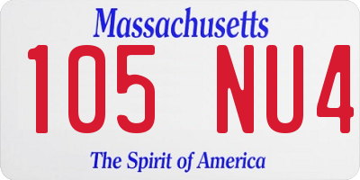 MA license plate 105NU4