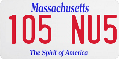 MA license plate 105NU5