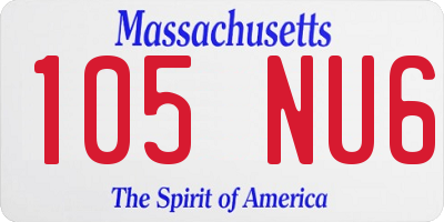 MA license plate 105NU6