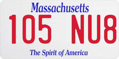 MA license plate 105NU8