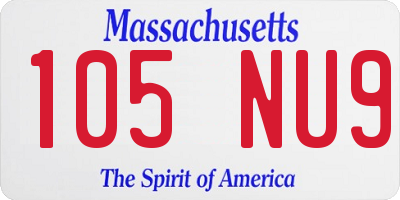 MA license plate 105NU9