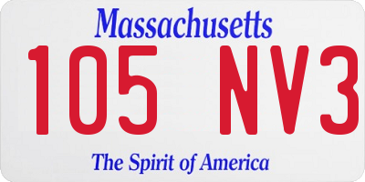 MA license plate 105NV3