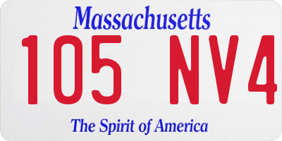 MA license plate 105NV4