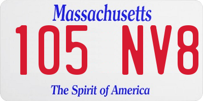 MA license plate 105NV8