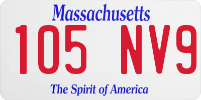 MA license plate 105NV9