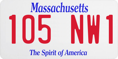 MA license plate 105NW1