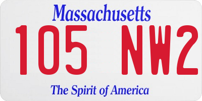 MA license plate 105NW2