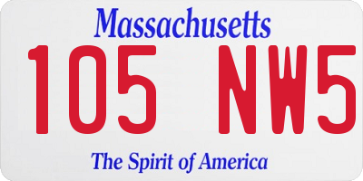 MA license plate 105NW5