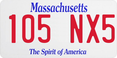 MA license plate 105NX5