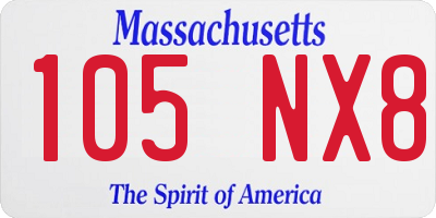 MA license plate 105NX8