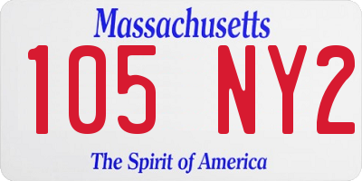 MA license plate 105NY2