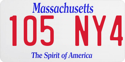 MA license plate 105NY4