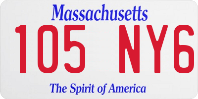 MA license plate 105NY6