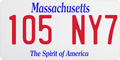 MA license plate 105NY7