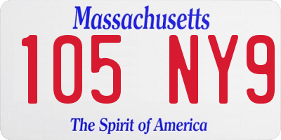 MA license plate 105NY9