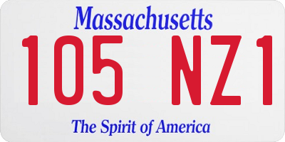 MA license plate 105NZ1