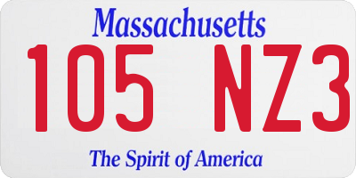 MA license plate 105NZ3