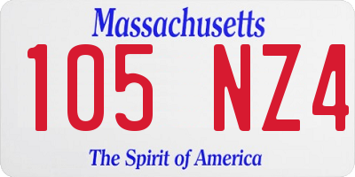 MA license plate 105NZ4