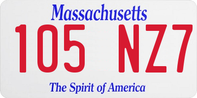 MA license plate 105NZ7