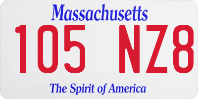MA license plate 105NZ8
