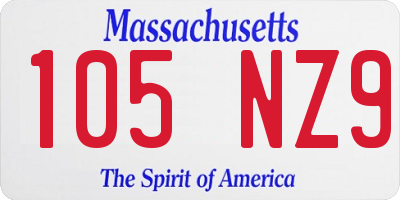 MA license plate 105NZ9