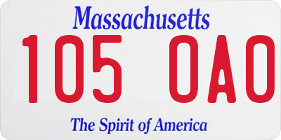 MA license plate 105OA0