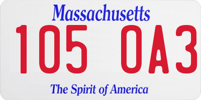 MA license plate 105OA3