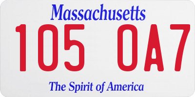 MA license plate 105OA7