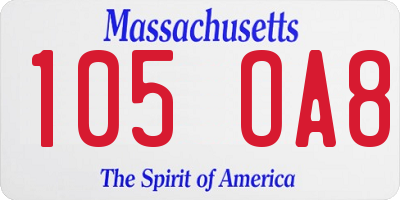 MA license plate 105OA8