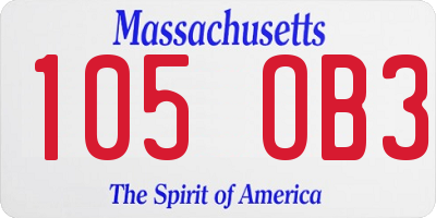 MA license plate 105OB3