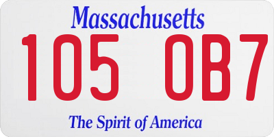 MA license plate 105OB7