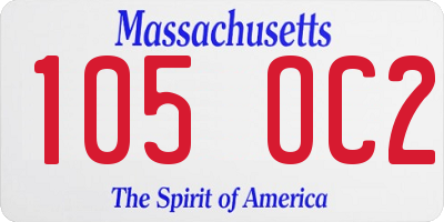 MA license plate 105OC2
