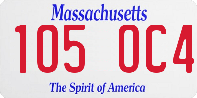 MA license plate 105OC4