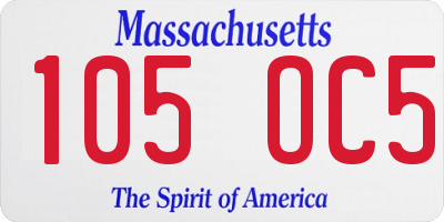 MA license plate 105OC5