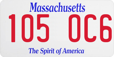 MA license plate 105OC6