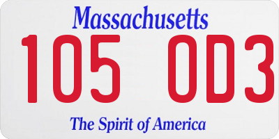 MA license plate 105OD3