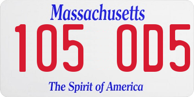 MA license plate 105OD5