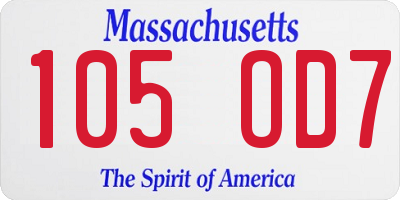 MA license plate 105OD7