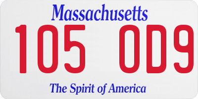 MA license plate 105OD9
