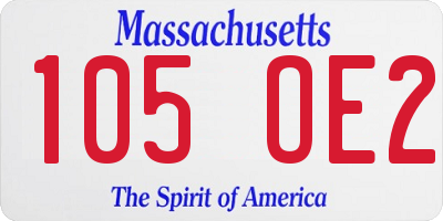 MA license plate 105OE2