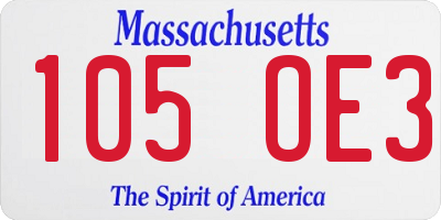 MA license plate 105OE3